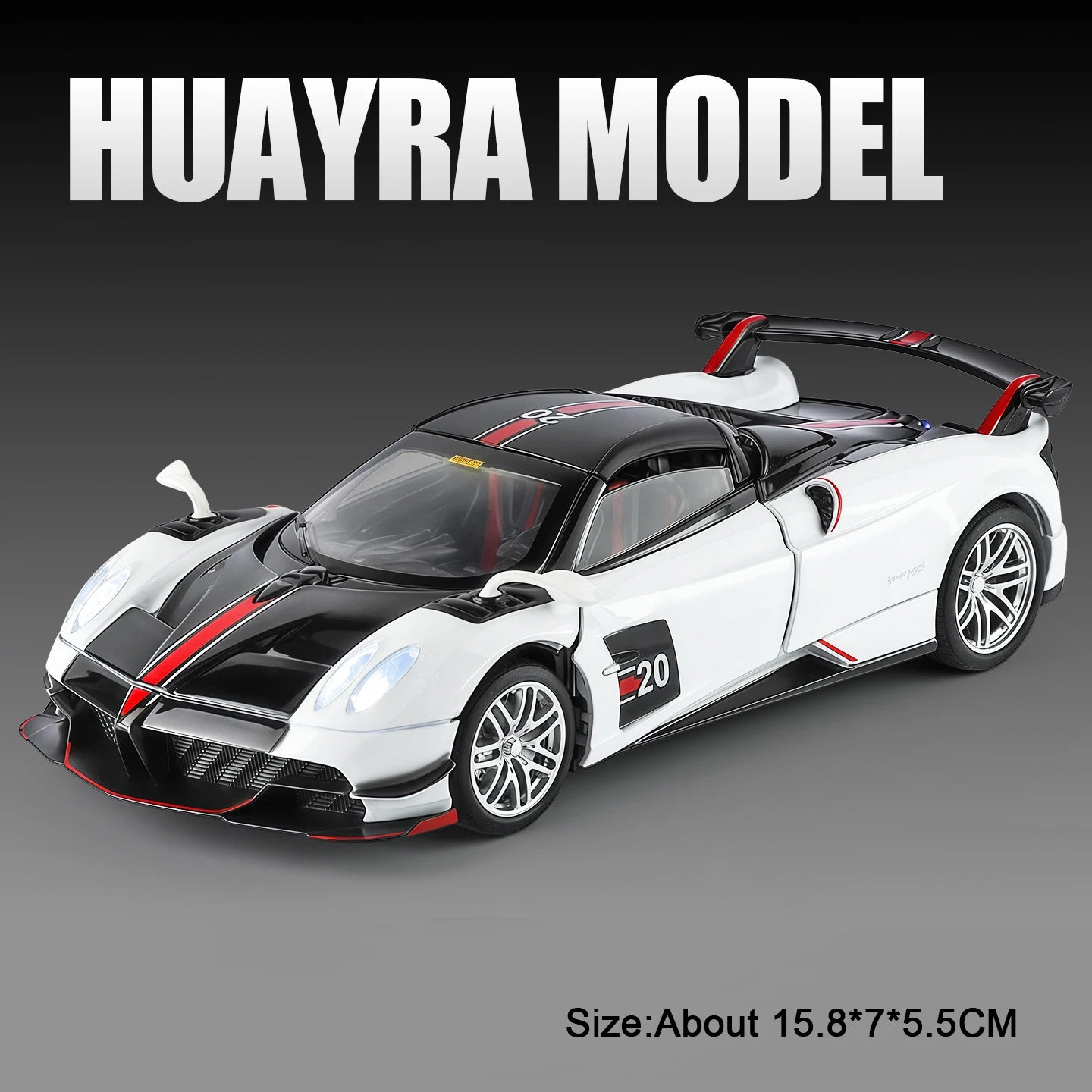 1:32 Pagani Huayra BC HP Diecast Alloy Sports Cars Model Toys with Sound Light Pull Back Doors Opened Vehice Boy Christmas Gifts