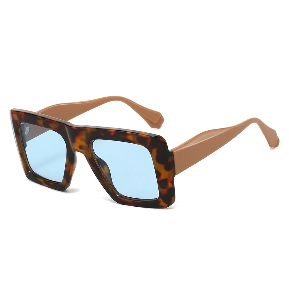 JNPCXI New Retro Oversized Square Sunglasses Women Fashion Leopard Gradient Shades UV400 Men Punk Sun Glasses