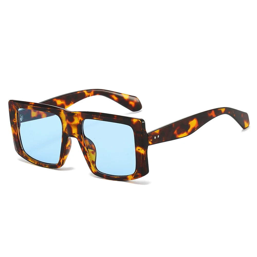 JNPCXI New Fashion Oversized Square Women Sunglasses Shades UV400 Retro Green Gradient Men Punk Sun Glasses