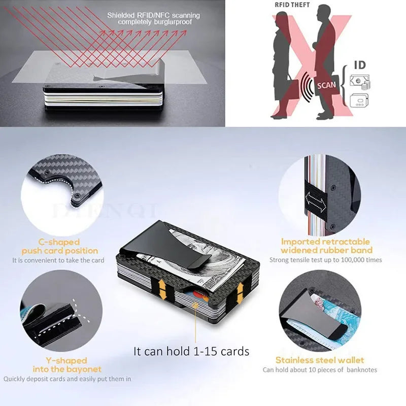 Front Pocket RFID Blocking Minimalist Wallet Men, Slim Mini Money Clip Wallet