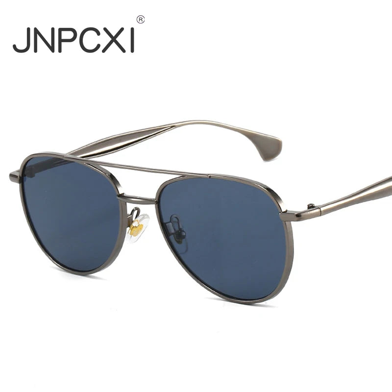 JNPCXI New Round Fashionable Men's Driving Sunglasses UV Protection Metal Frame Sun Glasses Women