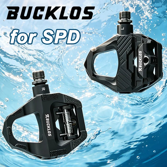 BUCKLOS Carbon Road Bike Lock Pedals for Shimano SPD SL 6 Degree Bicycle Self-Locking Pedal with Locking Plate Cycling Parts