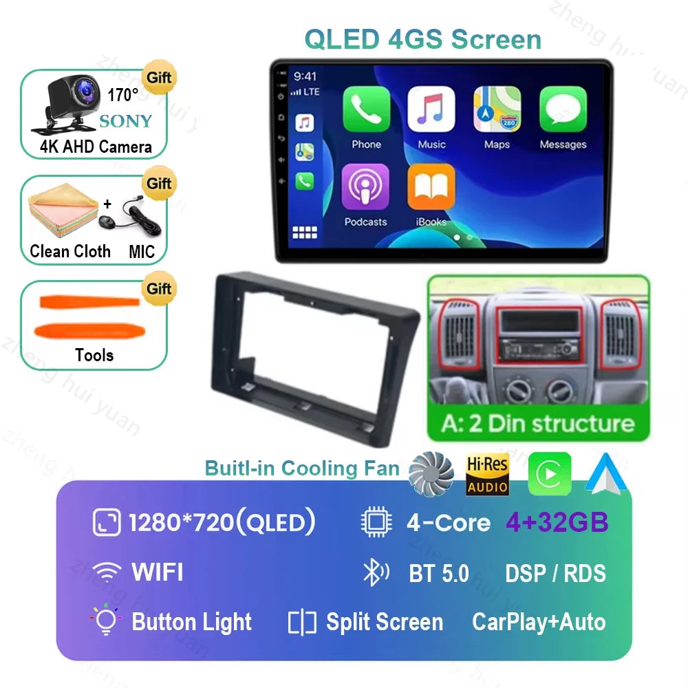 Android 16 Car Radio For Fiat Ducato 2005 2006 - 2023 Citroen Jumper Peugeot Boxer 2011-2015 Auto Carplay 2 din Autoradio 4G RDS