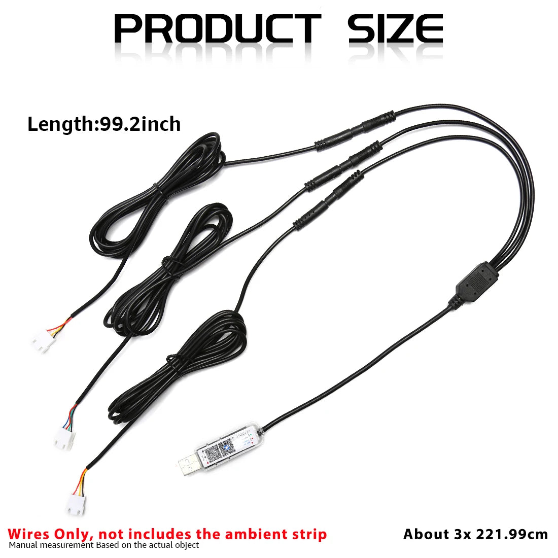 Vgetting 2 4 Meters 8-in-1 4in1 5in1 Car Ambient Lights Extension Wires Cables LED 140cm 120 110 90 75cm Acrylic Symphony Strips
