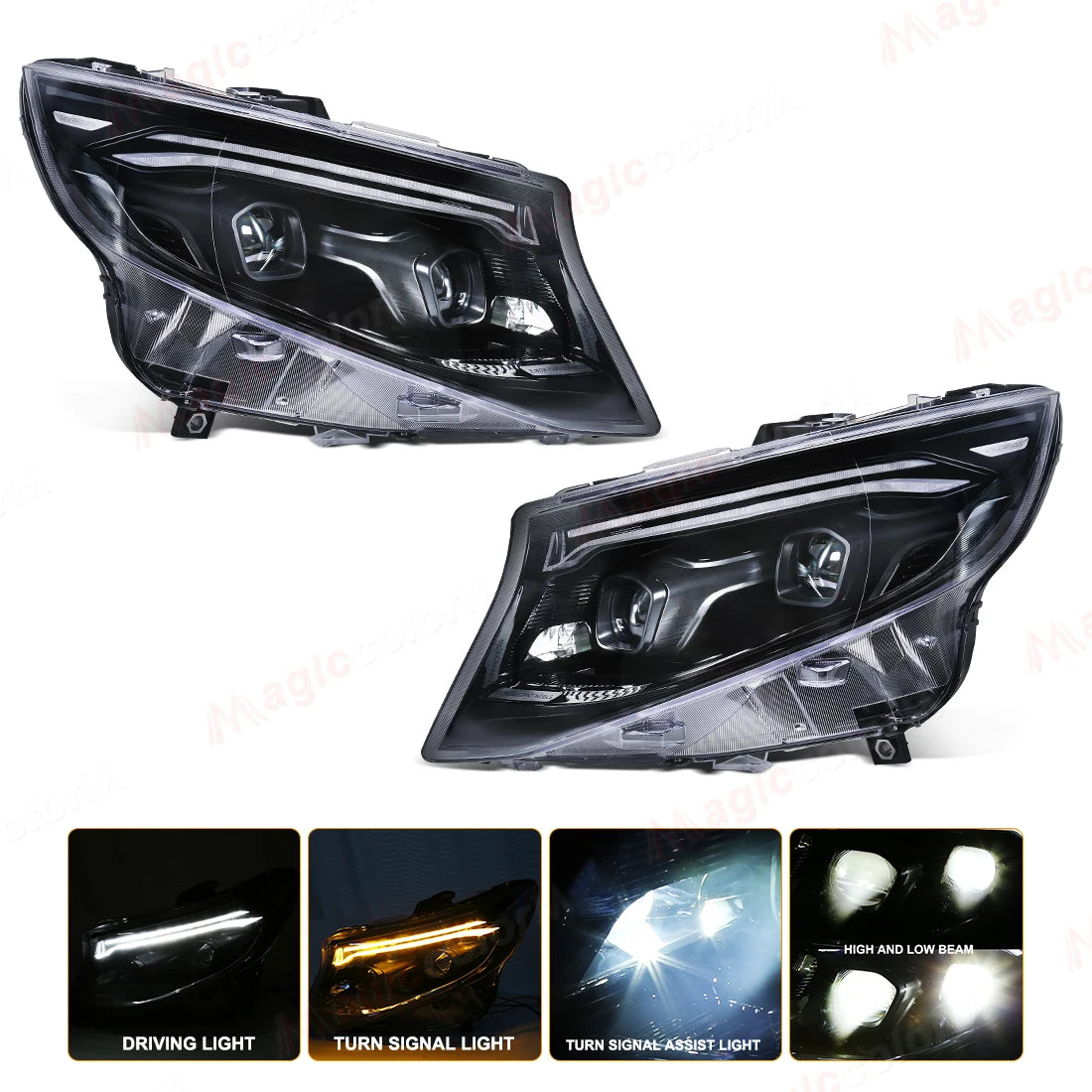 Head Lamp For Mercedes Benz Vito W447 2016 2017 2018 2019 2020 2021 2022 2023 2024 LED Headlights Driving Turn Signal Lamps DRL