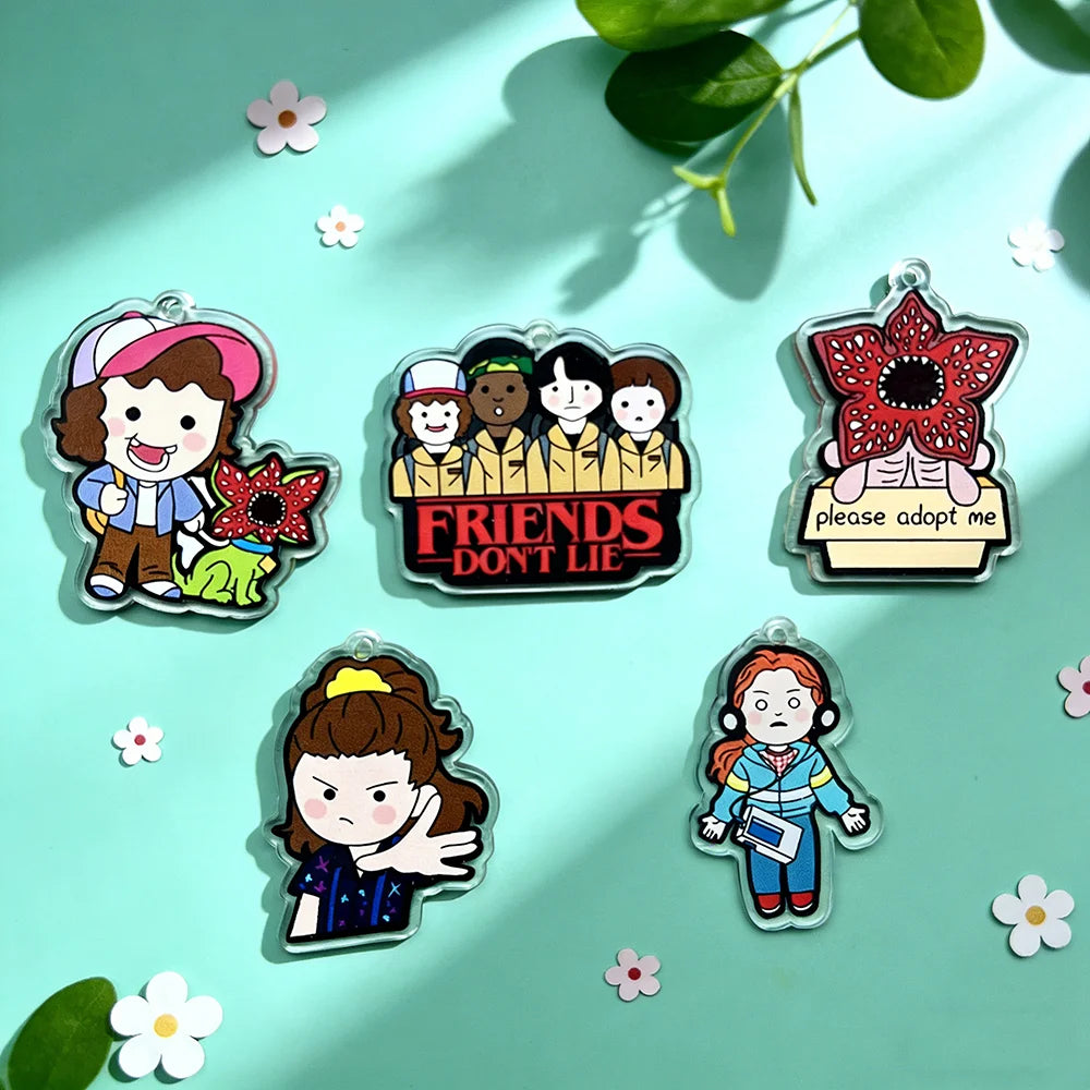 5PCS/Set King Demogorgon Cannibal Flower Acrylic Charms - Cute Horror Pendant for DIY Jewelry Making