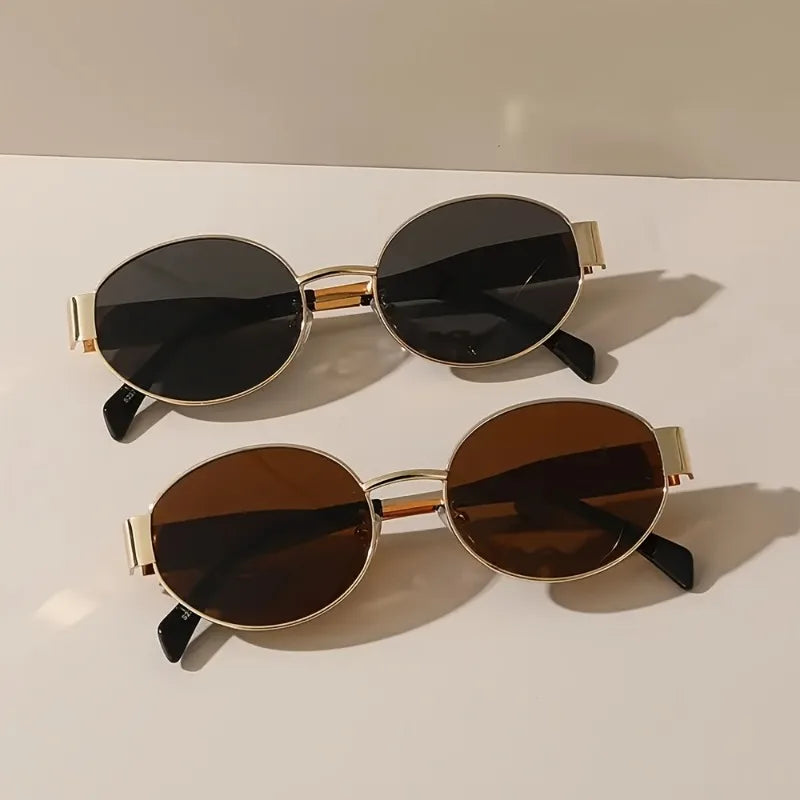 2 Pairs of Summer Fashionable Oval Metal Frame Glasses Unisex Suitable for Daily Wear and Trendy Photography
