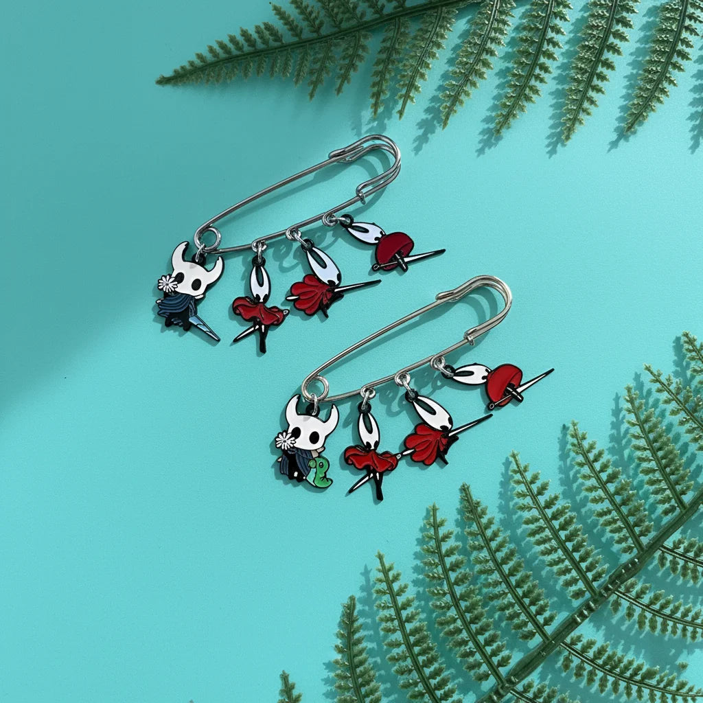 Hollow Knight Silksong 6.5cm Large Safety Pin Cartoon Enamel Brooch Badge Fashion Jewelry for Autumn Winter Coat Accessory