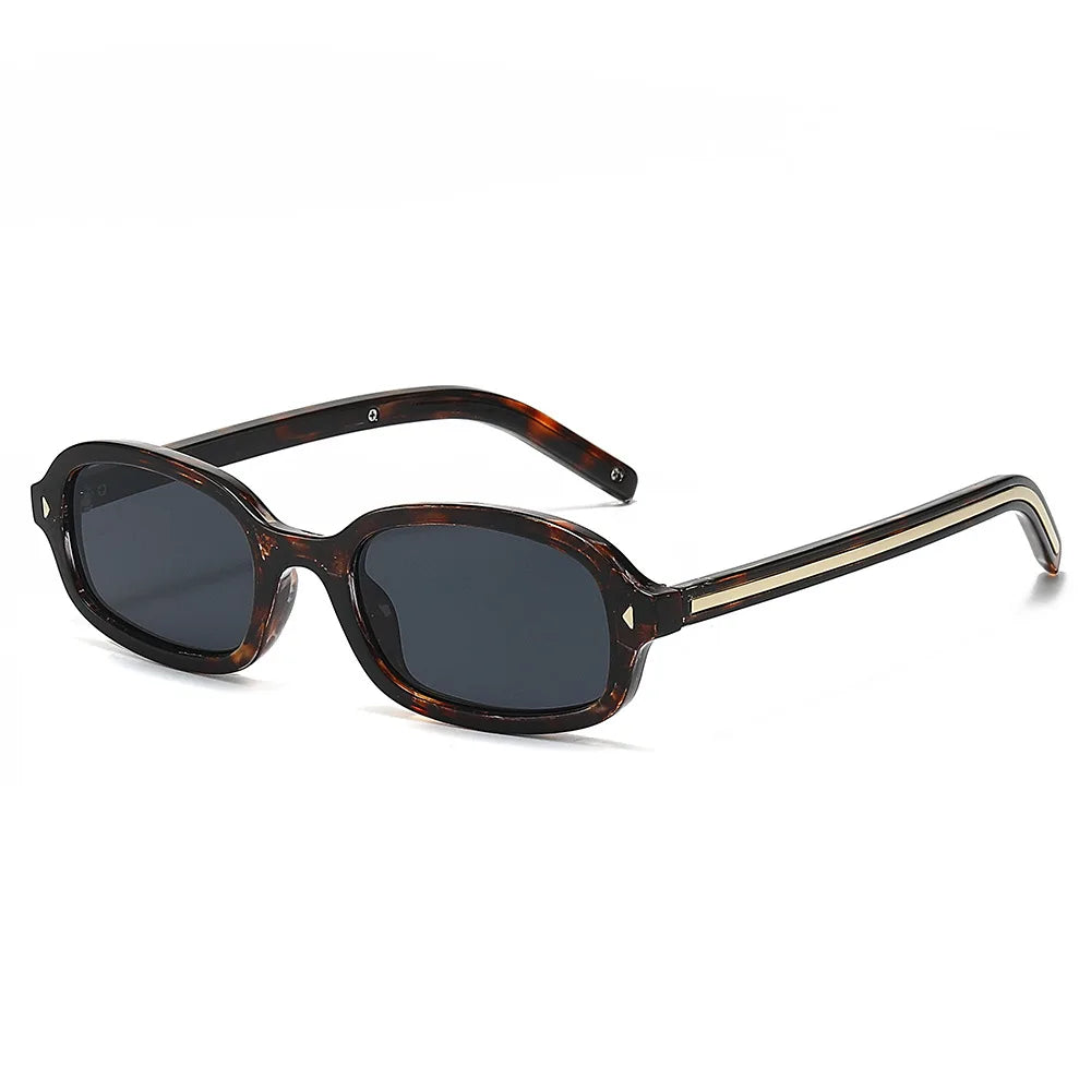 JNPCXI New Small Square Sunglasses Women Retro Leopard Tea Brand Designer Shades UV400 Men Rivets Punk Sun Glasses