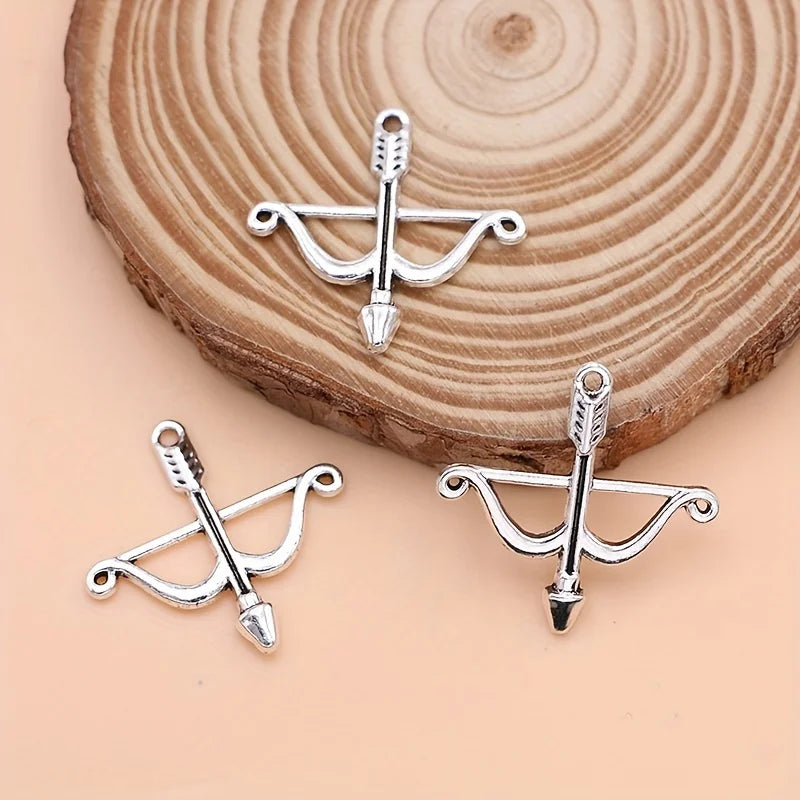 10Pcs Silver Plated Bow and Arrow Charms Pendants for Jewelry Making DIY Necklace Bracelet Earrings Key Chain Accessories