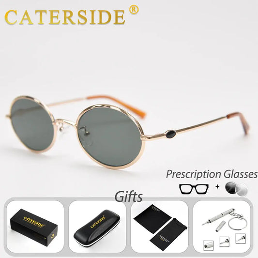 CATERSIDE Retro Men's Prescription Glasses Custom Oval Lenses Women's Optical Glasses Fashionable Computer Reading Glasses UV400