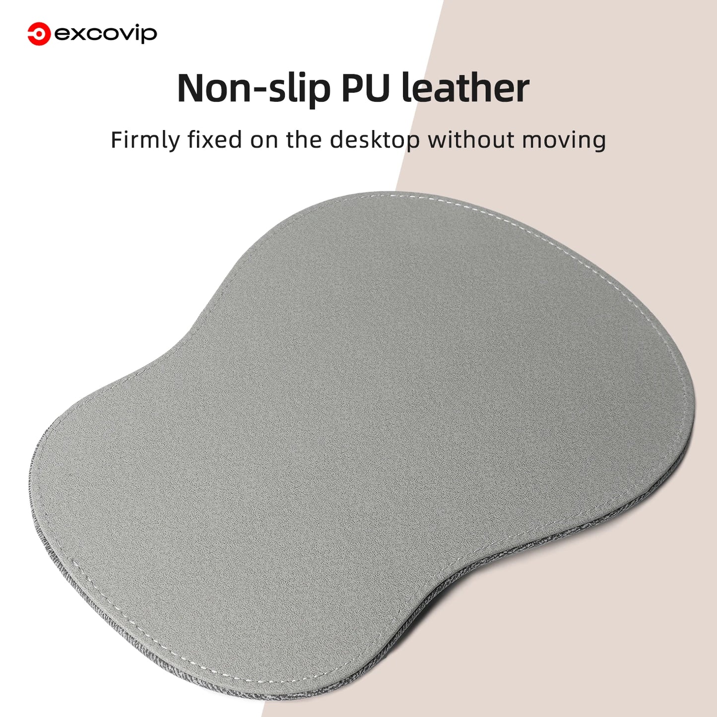 EXCO Memory Foam Wrist Rest Mouse Pad Large Ergonomic Leather Mousepad with Stitched Edge Non-Slip Base for Office Computer