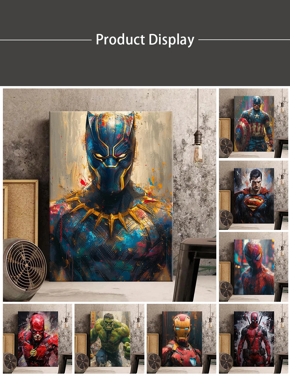 MINISO Poster SuperHeroes Spiderman Canvas Wall Art Print Home Room Decor