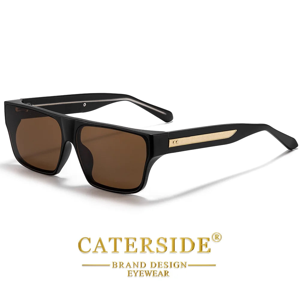 CATERSIDE Men Fashionable Sunglasses Thick Square Frames Personalized Design Outdoors Travel Versatile Essential Glasses UV400