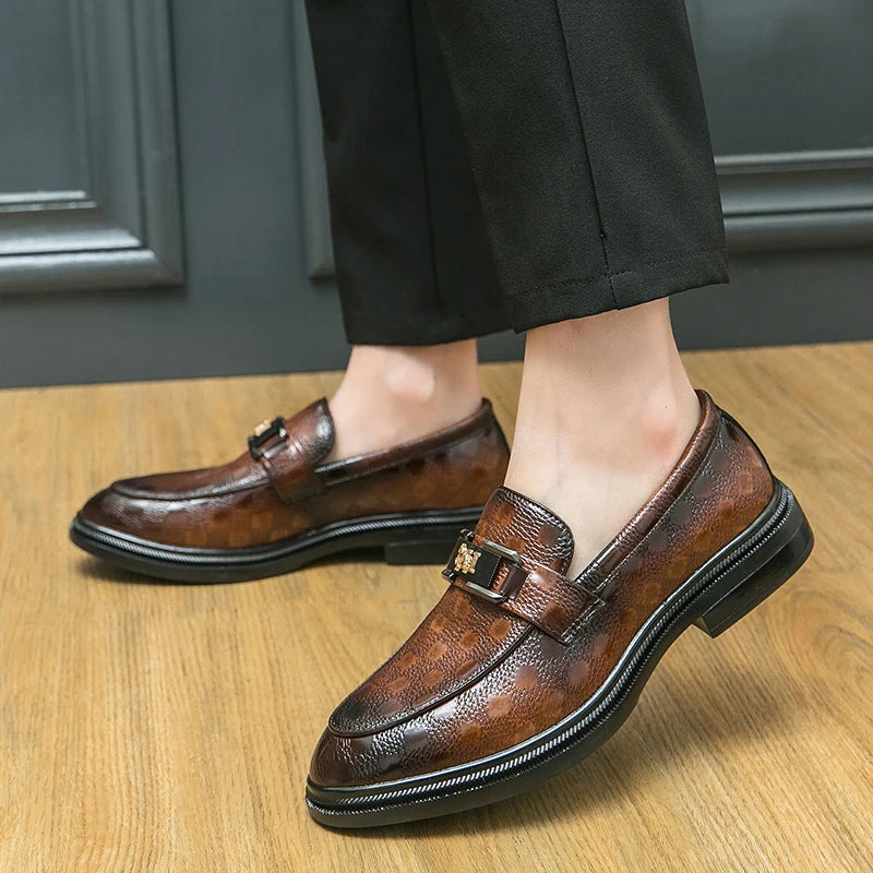 Classic Men's Dress Shoes Formal Brogues Leather Shoes Men High Quality Casual Business Wedding Shoes Men Slip On Office Loafers