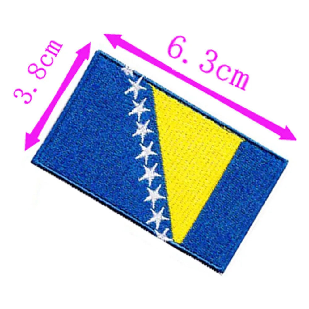 Bosnia Country Flag Embroidery Patch 6.3cm Wide Iron On Sew On Backing/Hand Craft/Applique