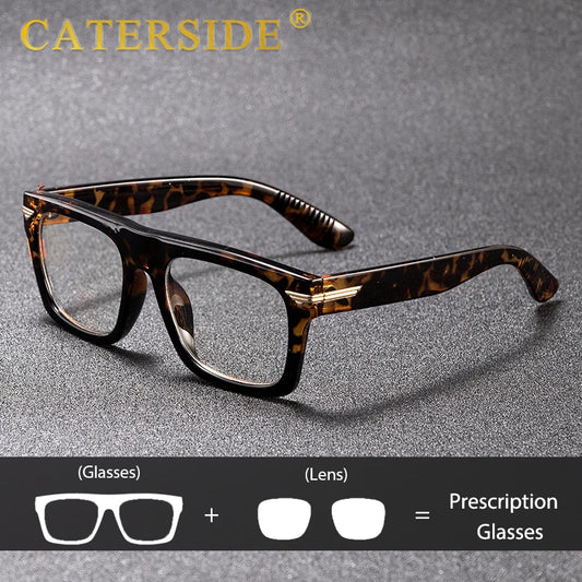 CATERSIDE Men's Anti Blue Light Glasses Square TR90 Frame Fashionable Eyeglasses Myopia Computer Glasses Frame Optical Glasses