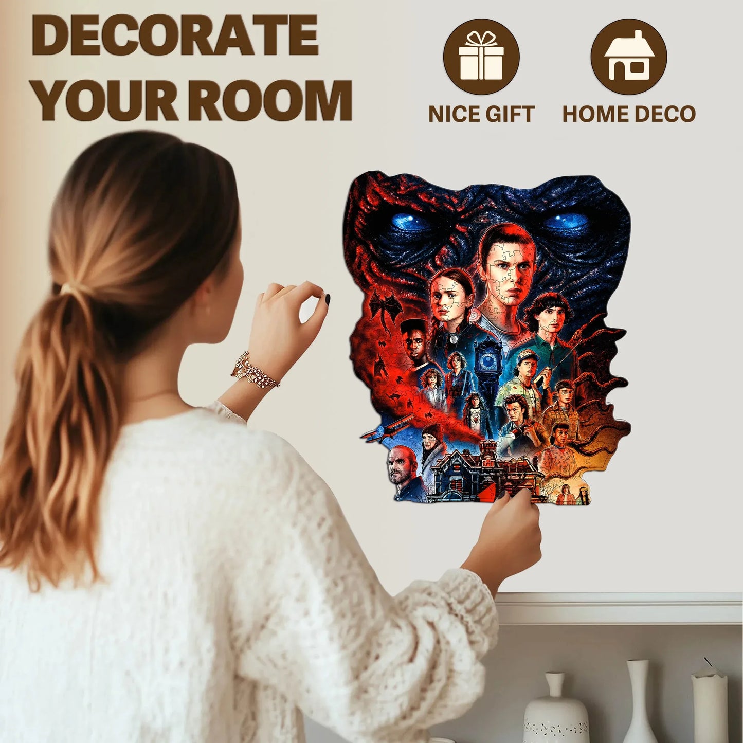 Fancy World Wooden Jigsaw Puzzle Wood Home Decor Painting Christmas and Halloween Gift Toy for Teen and Kid