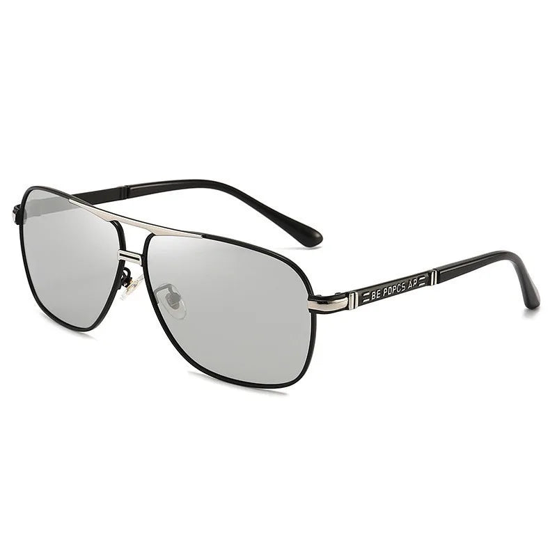 2PCS Polarized Sunglasses Men's Square Double Beam Sunshade Driver's Driving  Fishing Color Changing Day and Night Dual-use
