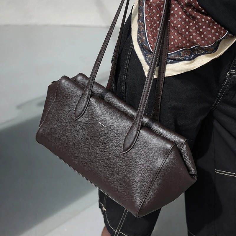 Women's Soft Cow Genuine Leather Underarm Bags Female Fashion Top-grain leather Shoulder Bag Ladies Luxury Designer Handbags
