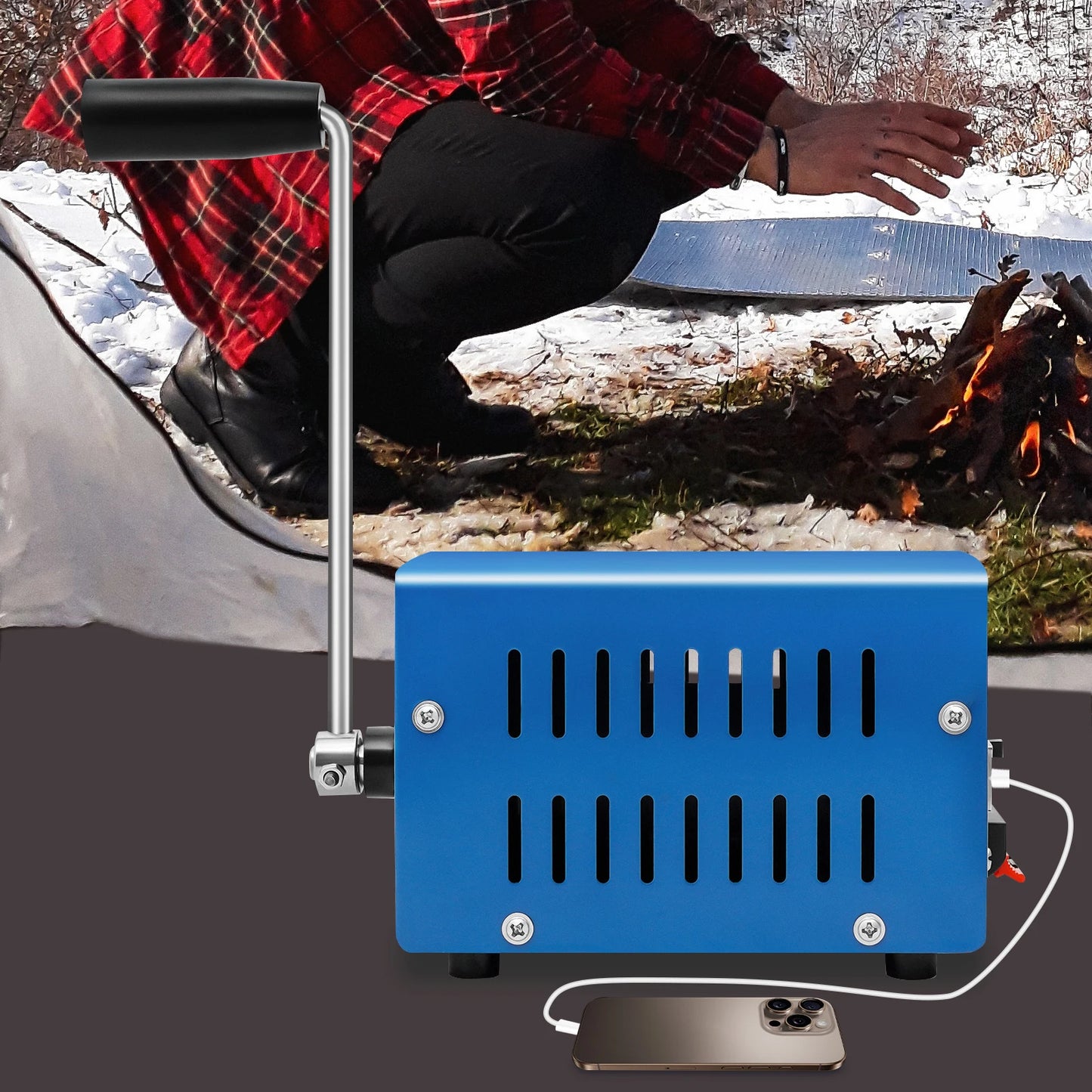 20W Hand Crank Generator Portable Emergency USB Charging for Travel Camping