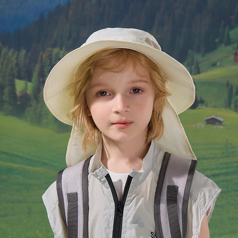 1210Quick-drying l Children's Bucket Hats Kids Wide Brim Beach UV Protection Outdoor Essential Sun Caps