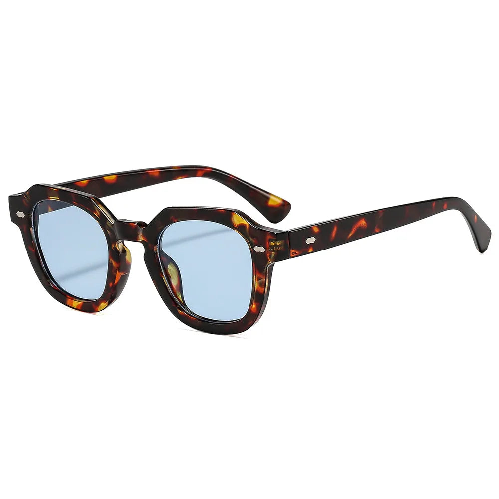 JNPCXI New Fashion Candy Color Square Women Sunglasses Leopard Shades UV400 Retro Trending Rivets Men Sun Glasses