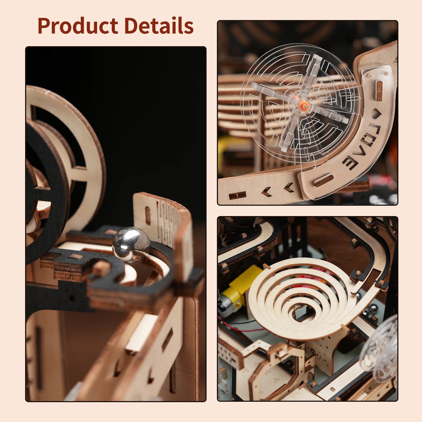 Exquisite Wooden Diy 3D Puzzle Unique Building Block Mechanical Marble Run Handmade Desk Decoration Creative Gift For Kids Adult
