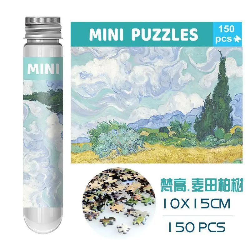 150pcs test tube jigsaw puzzle Van Gogh Painting Puzzles with Puzzle Storage Tray Plastic Sorting Tray Jigsaw Aids