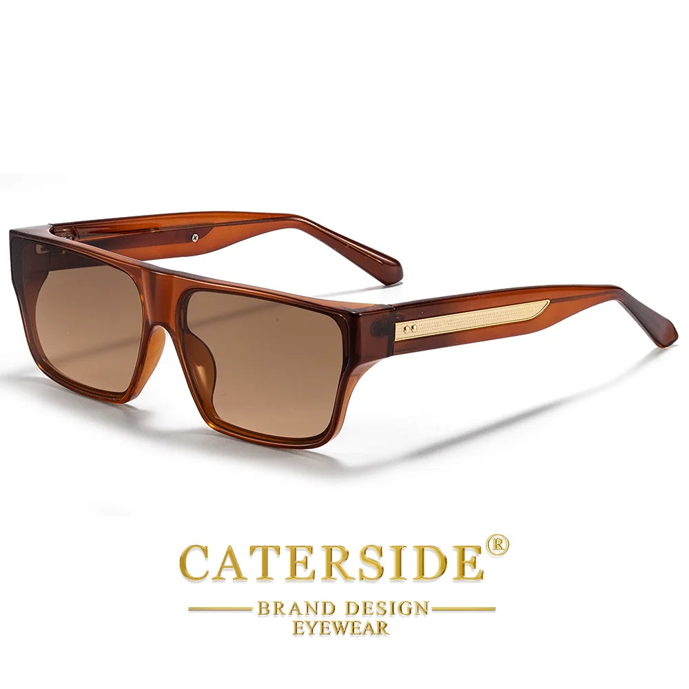 CATERSIDE Men Fashionable Sunglasses Thick Square Frames Personalized Design Outdoors Travel Versatile Essential Glasses UV400