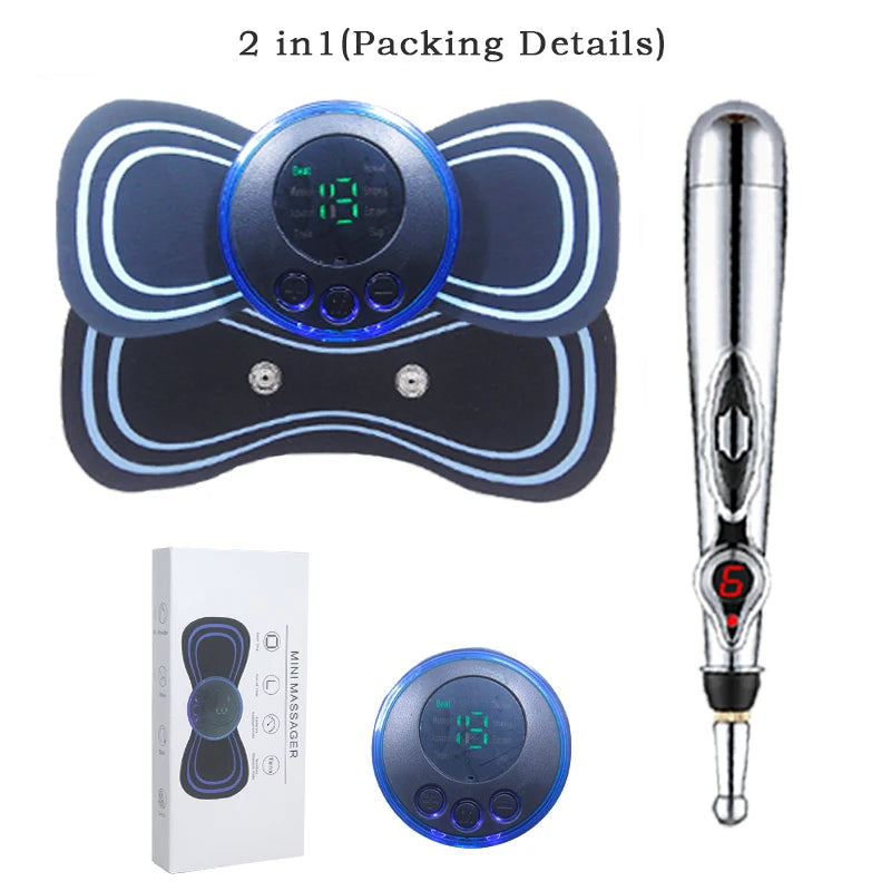 Portable Foot Pad Electric Massage Patch Pen Cervical Neck Back Combination Set