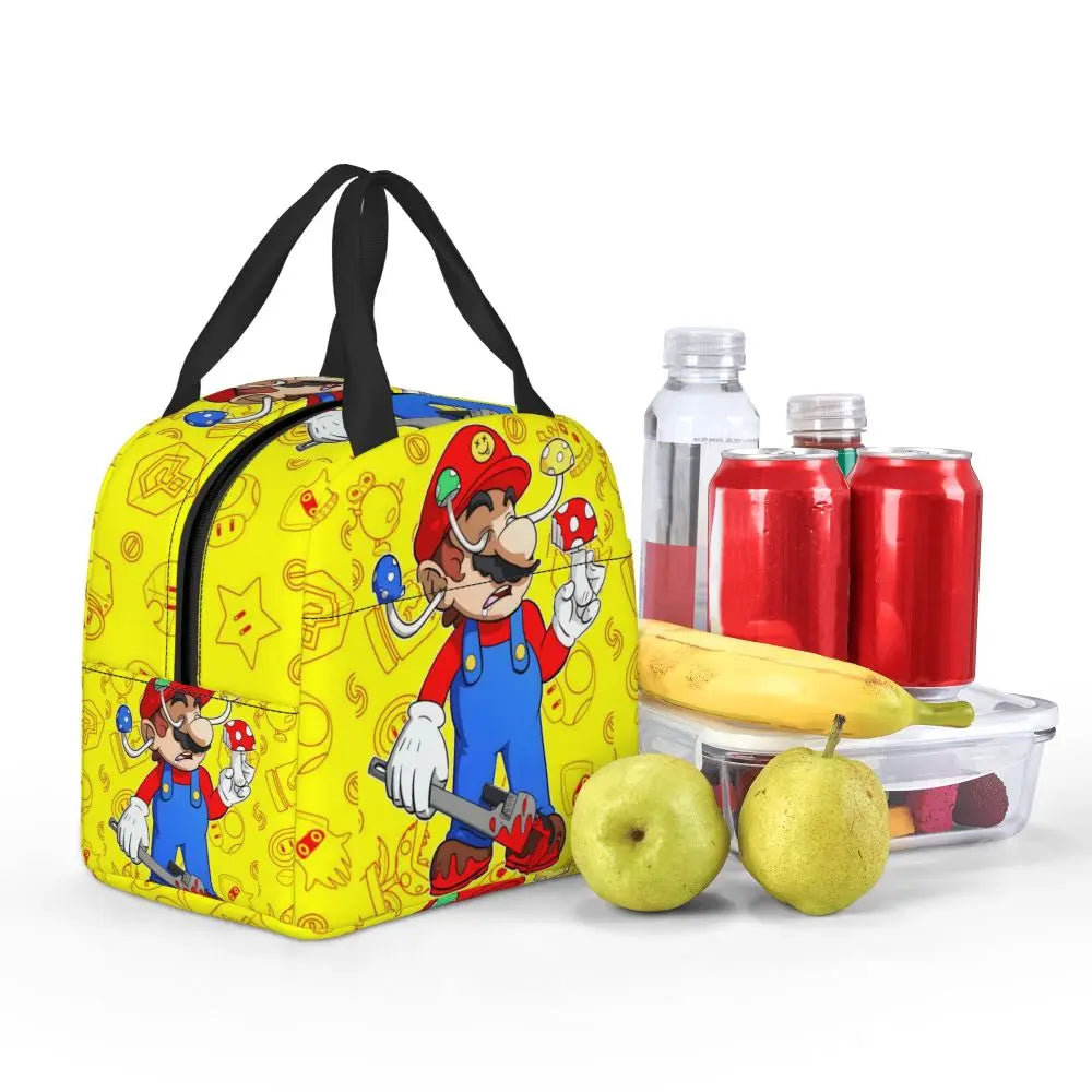 Custom Mario SuperBros Insulated Lunch Bag Reusable Thermal Cooler Lunch Box M19