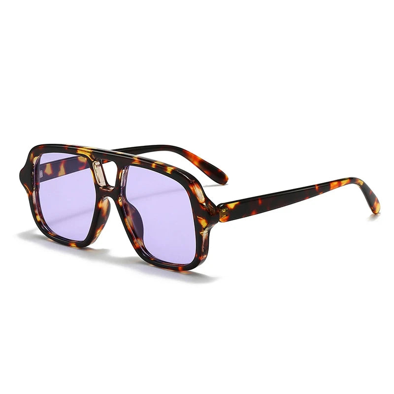 JNPCXI New Ins Popular Fashion Double Bridges Square Men Sunglasses Vintage Punk Yellow Shades UV400 Men Trending Sun Glasses