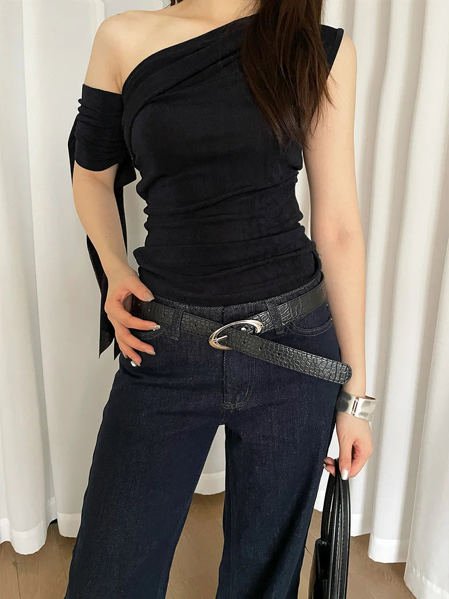 Fashionable Korean Style With Lychee Pattern Women's Belt 2025 Red High-End Versatile Simple Ins Style Decoration Belt Trend