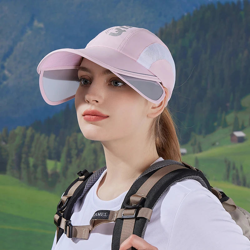8868Summer protection hat women's outdoor cycling retractable large brimmed visor quick drying waterproof breathable duck tongue