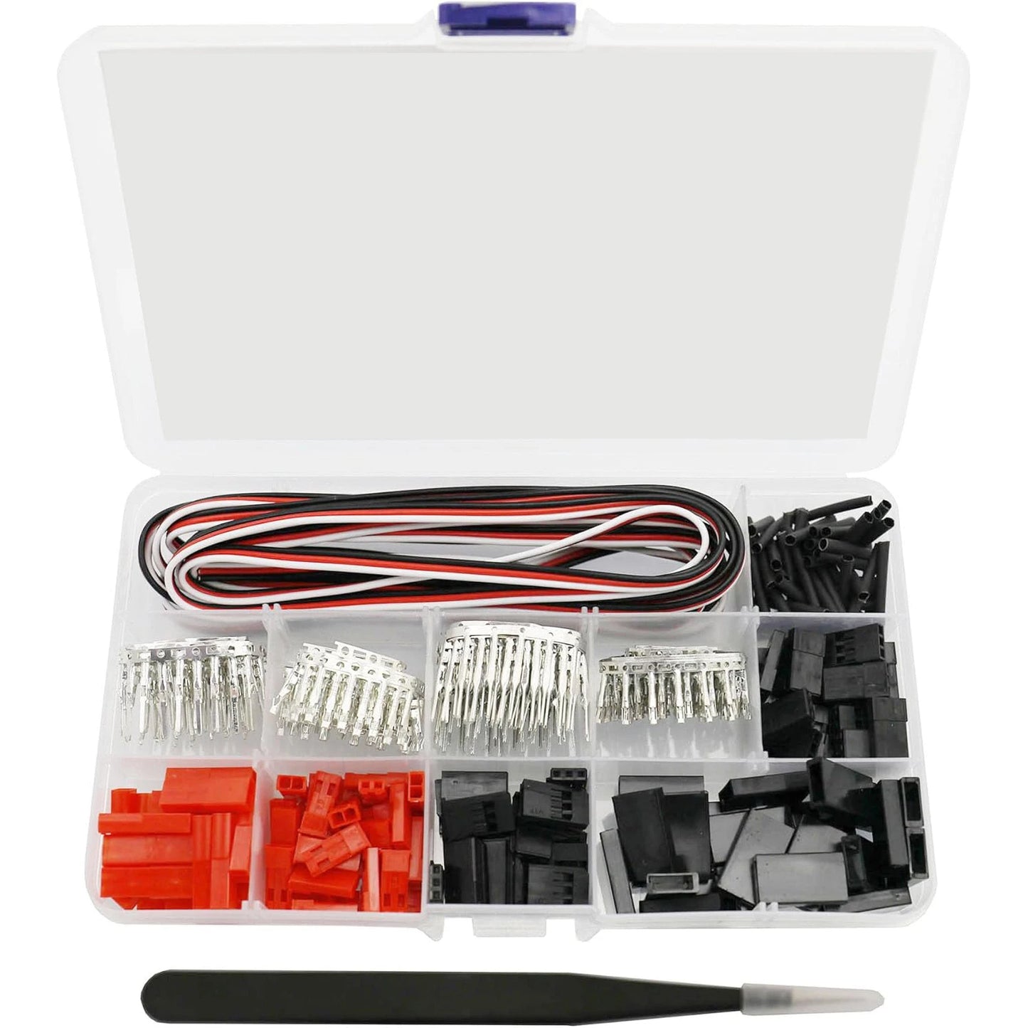 50 Sets JST Servo Connectors Male Female Crimp Pin and Cable Kit with Crimping Tool Compatible for Hitec, Futaba, Spektrum Model