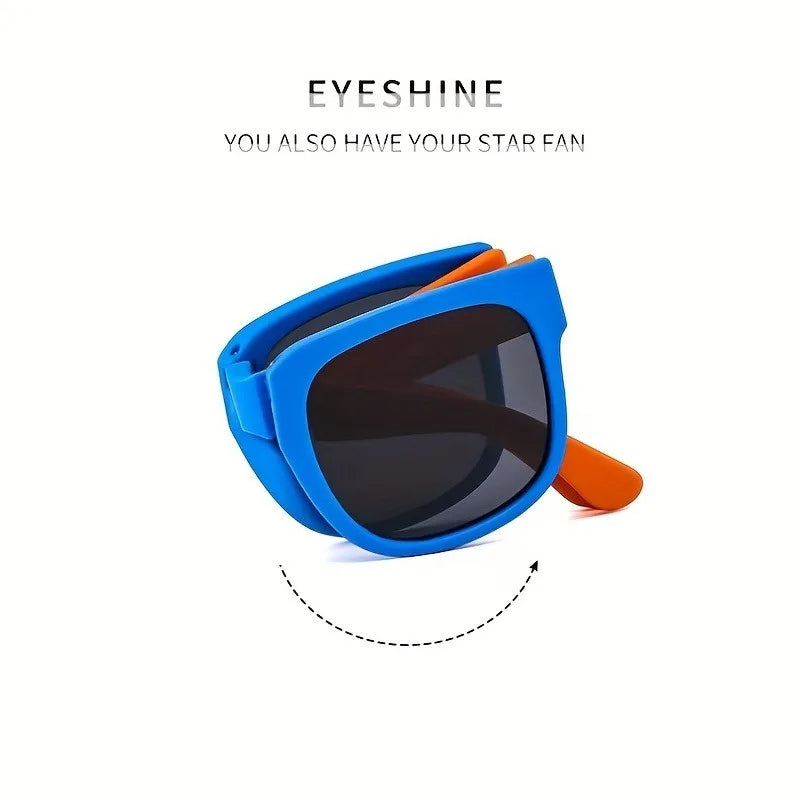 1 Pair Foldable Glasses for Boys & Girls Portable Square Frame Travel Glasses Playful Design|Durable Lenses Outdoor Glasses