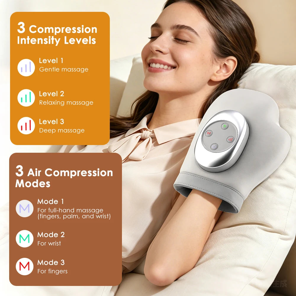 Hand Massager with Airbag Compression Finger Wrist Palm Massage Machine Vibration Kneading Massage Glove for Hand Muscle Relax