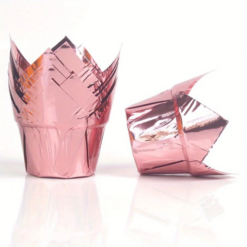 50pcs, Tulip Muffin Cups, Tulip Cupcake Liners, Elegant Party & Holiday Baking Cups for Christmas, Birthdays, Weddings