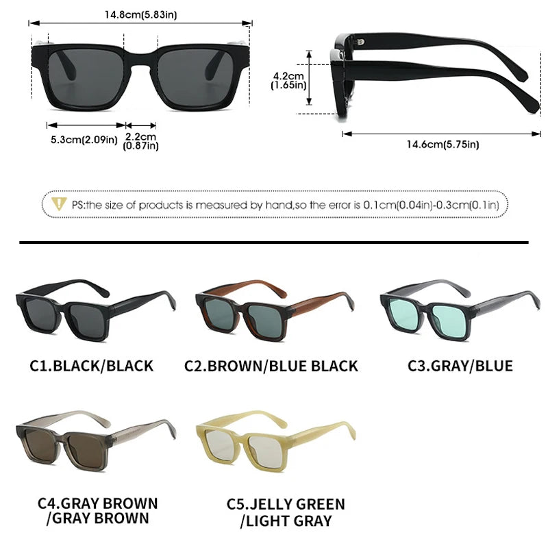 JNPCXI New Fashion Square Women Sunglasses Light Yellow Shades UV400 Vintage Punk Men Trending Sun Glasses