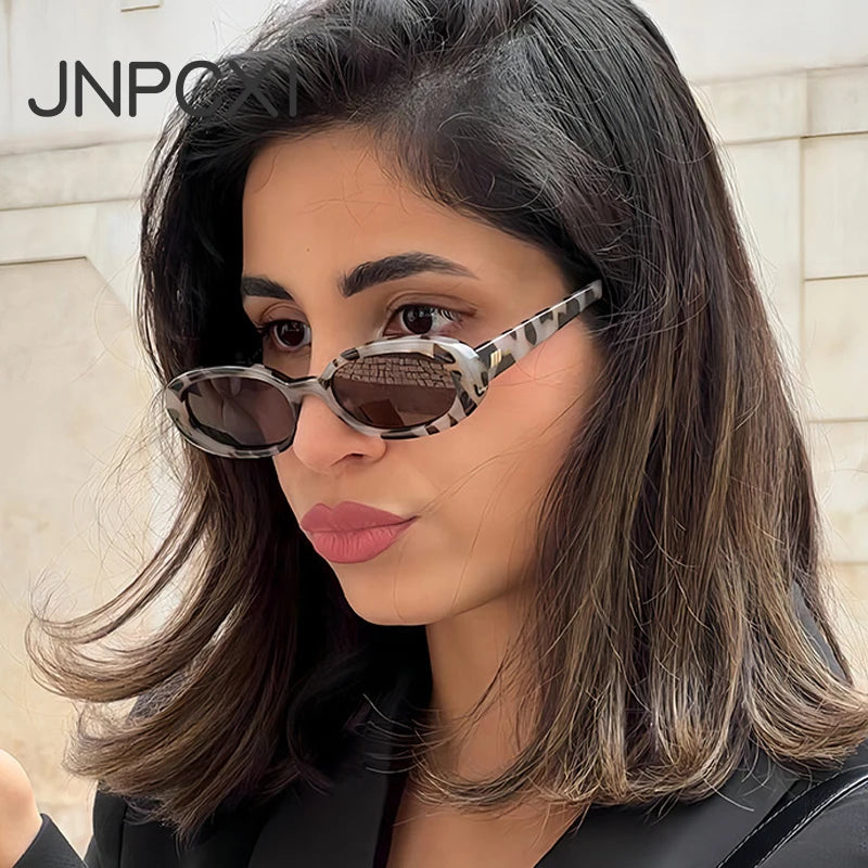 JNPCXI Vintage Oval Sunglasses Women Men Retro Rivet Gradient Amber Female Sun Glasses UV400
