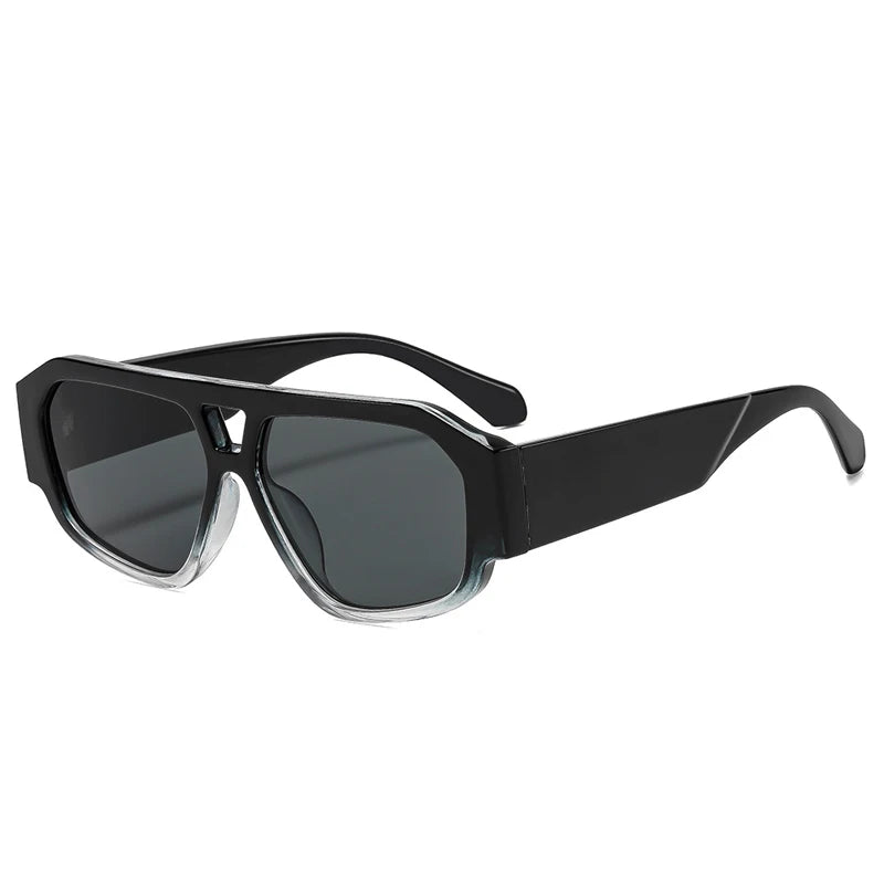 JNPCXI Fashion Double Bridges Polygon Square Women Sunglasses Green Green Shades UV400 Men Sun Glasses