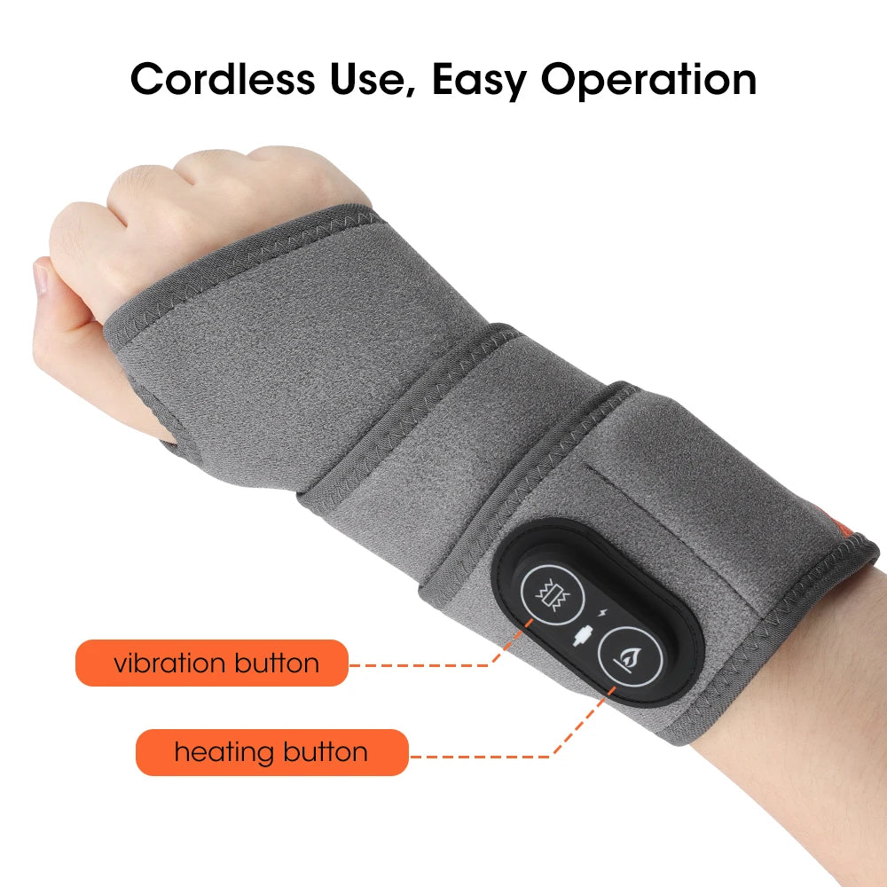 Cordless 660&850nm Red Light Heating Wrist Guard Vibration Massage Heated Wrist Brace Ankle Wrap Hand Foot Protector Wristband