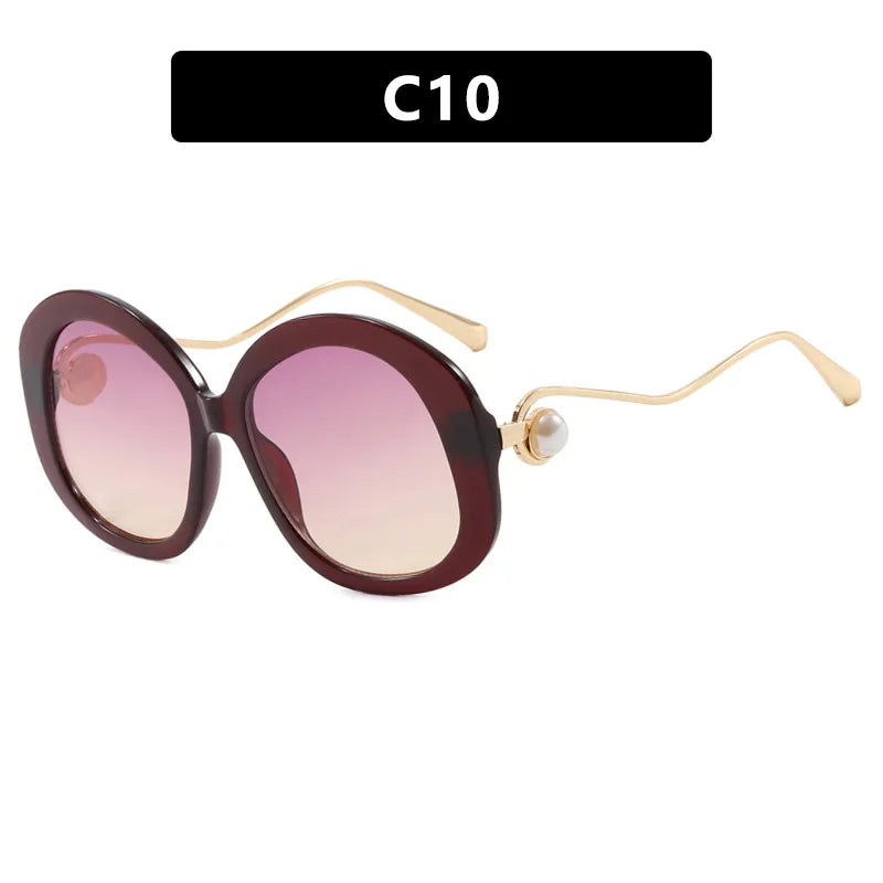 JNPCXI Vintage Round Women Luxury Sunglasses Fashion Pearl Design Glasses Frames UV400 Female Spectacles Frame