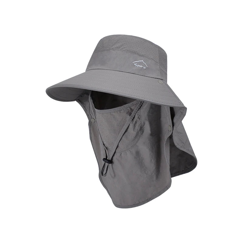 Xinbaoguan 100% polyester 9254 spring/summer outdoor fisherman hat face mask, sun protection hat, large brim shawl sun hat