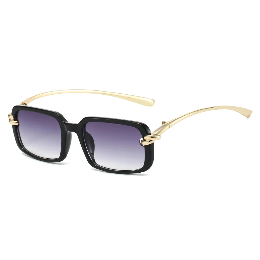 JNPCXI New Fashion Rectangle Sunglasses Women Clear Black Orange Trending Punk Shades UV400 Men Sun Glasses