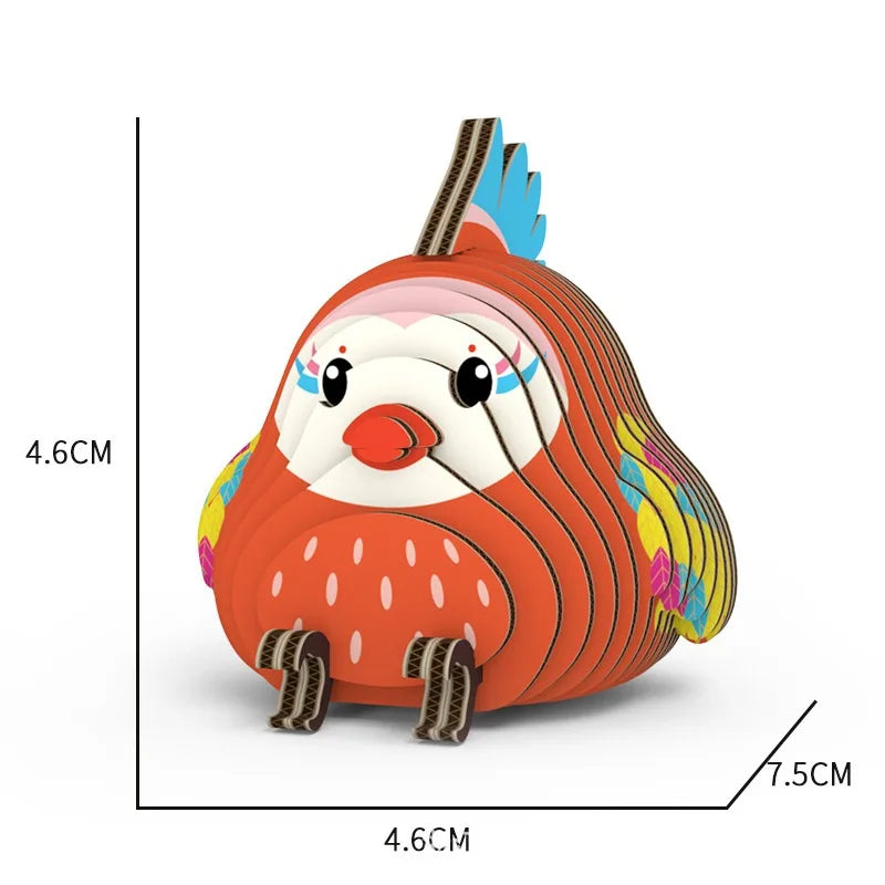Animal 3D Paper Puzzle For Kids Educational Toys Parrot Theme Funny DIY Manual Assembly Three-dimensional Model Toy For Boy Girl