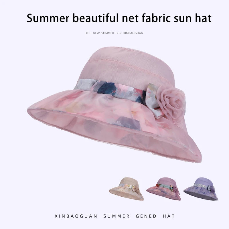 6185-New summer women's outdoor fashionable stylish mom's sun protectionhatwithmeshfabric,breathablelargebrim, fishermanstylehat