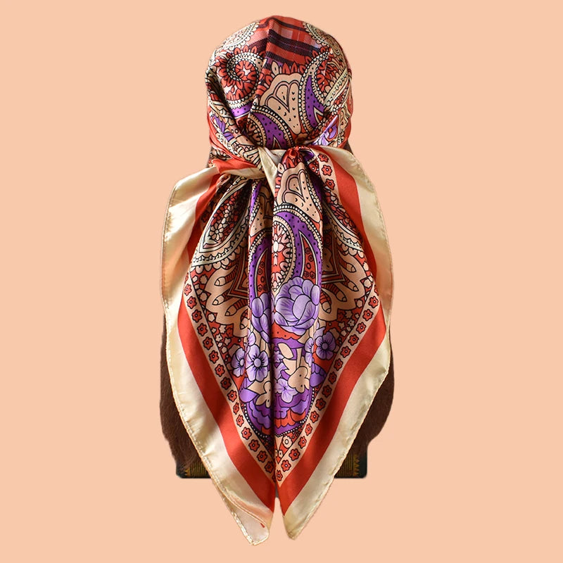 1PC Ladies Multicolored Peacock Feather Pattern Large Scarf Fashionable Wrap Headscarf for Travel Party Ladies Silk Scarf