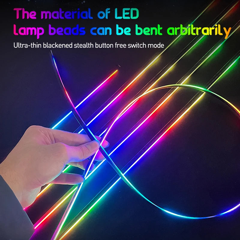 22 In 1 Full Color Streamer Car Ambient Lights RGB 64 Color Universal LED Interior Hidden Acrylic Strip Symphony Atmosphere Lamp
